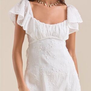 Altar'd State White Flutter Sleeve Wedding Dress